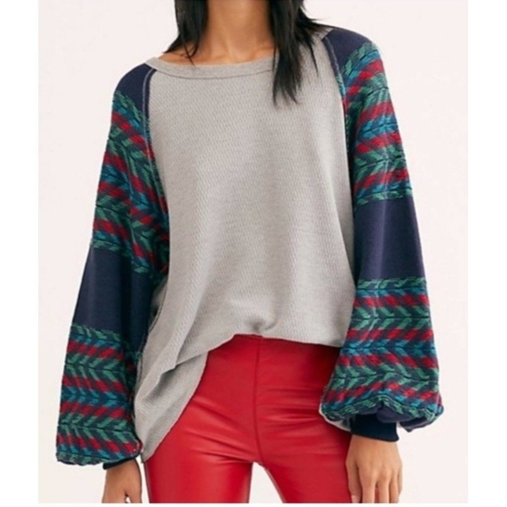 Free People We The Free Oversized Sweater‎ Women Size XS Balloon Sleeve Boho